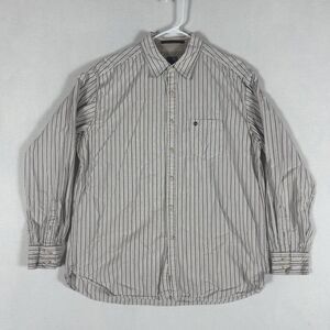 Timberland Men's Plaid Long Sleeve Button Up Shirt Size Lage Beige Striped L/S